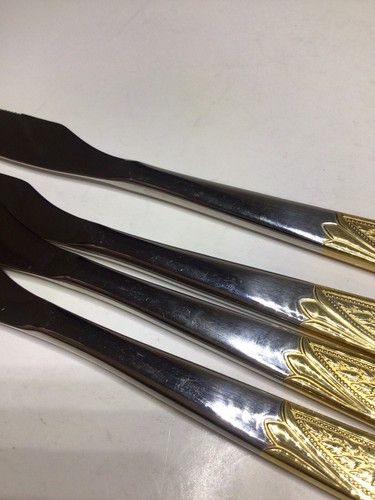 Cuchillos de cena sólidos franceses Rostfrei tono oro inoxidable acento 8 3/4 en conjunto de 4 - Imagen 16 de 24