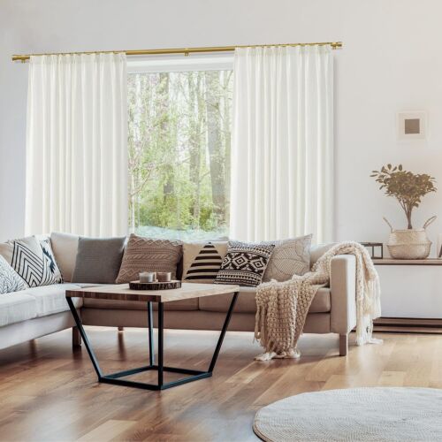 Heavy Duty 1" Adjustablle Gold Curtain Rods 30" - 120" Windows Doors + Finials - Picture 7 of 9