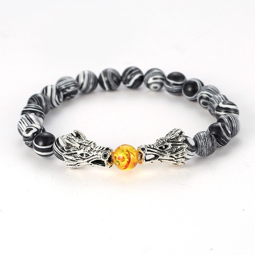 Dragon Head Bracelet Mens 8mm Natural Stone Bead Strand Yoga Bracelets Jewelry - Picture 4 of 17