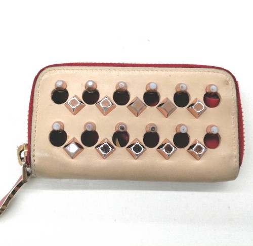 Christian Louboutin PANETTONE Key Case Key holder Studs Pink Red Zipper Women JP - Imagen 6 de 12