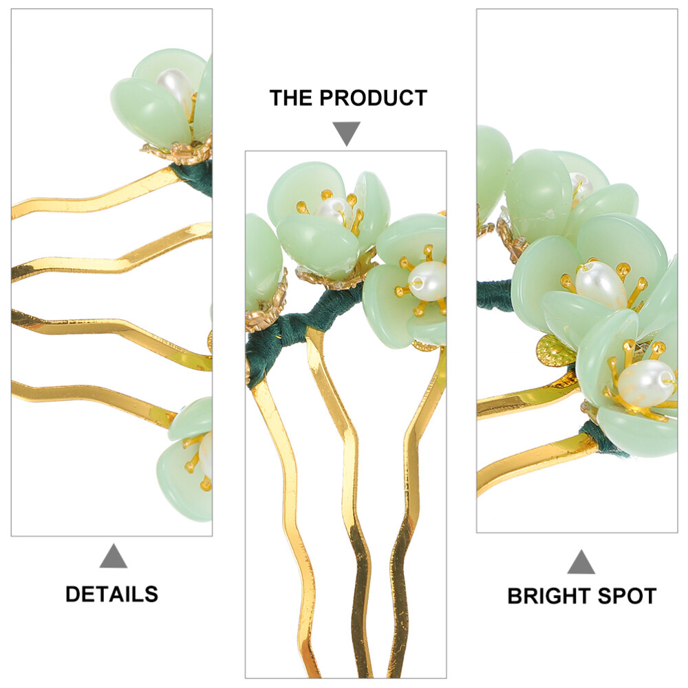 Jade Hair Fork Flower Chignon Pin Hanfu Hair Accessories  display picture 3