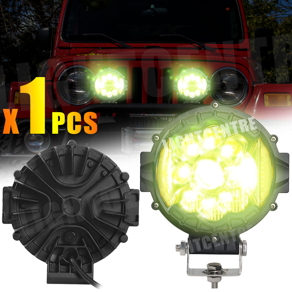 7''Inch 80W LED Work Round Light Bar Spot Flood Driving Fog Amber Lamp Offroad