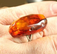 Vintage OLD 7.7g NATURAL Butterscotch Egg Yolk Baltic Amber Stone Ring D619