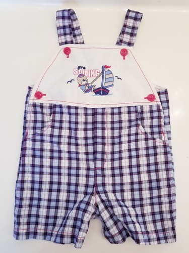 BT Kids Romper Overall 24 Months Plaid Stripe Overalls Gone Sailing  - Picture 7 of 8