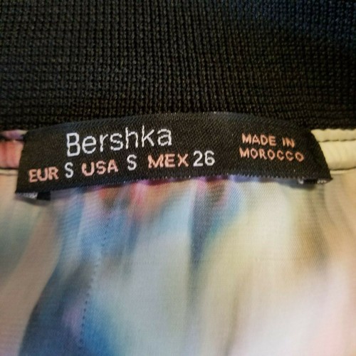 Bershka Womens Jacket Size Small Blurred Floral Watercolor Print Boho Black - Bild 5 von 11