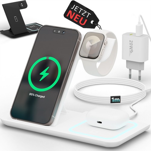 Ladestation für Apple iPhone Watch 3in1 induktive wireless charger handy Ladepad - Bild 26 von 31
