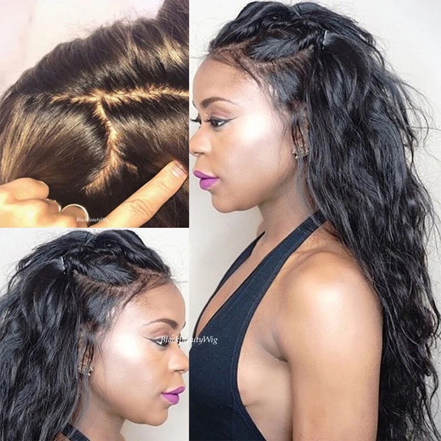 Peluca de encaje completa con base de seda Water Wave 5x5 cabello humano brasileño peluca completa de seda Foto 2 de 4