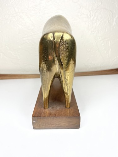 Vtg  Italian Modernist Brass Bull Sculpture Made In Italy - Picture 4 of 11