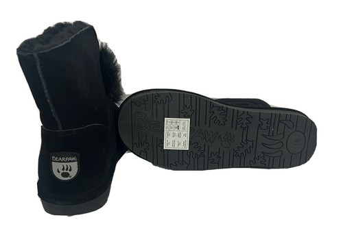 BEARPAW Libby Gamuza Piel de Oveja Pom Bota con NeverWet-Negro-Talla 10-NUEVA - Imagen 5 de 6