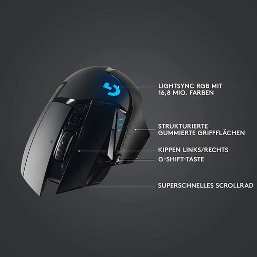 Logitech G502 LIGHTSPEED Wireless Gaming-Maus, HERO 25K DPI Sensor, USB, PC/Mac - Bild 5 von 8