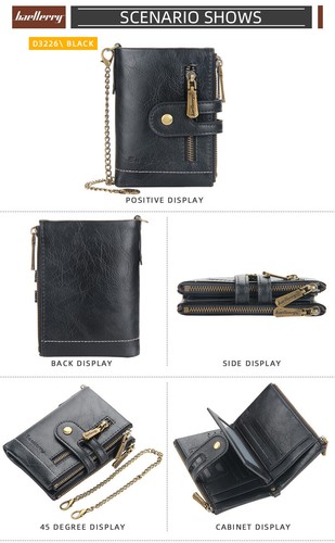 Men RFID Blocking Wallet Leather Coin Purse Credit Card Holder Zipper Wallet NEW - Picture 7 of 25