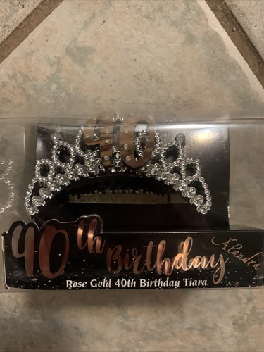 40th Birthday Metallic Rose Gold Silver Tiara Hair Comb Crown Party B-Day Attire - Picture 2 of 3