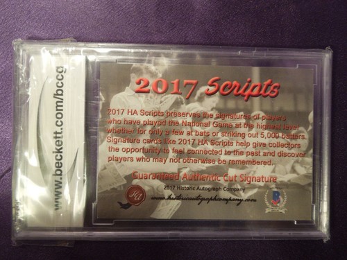 2017 Historic Autographs Scripts Alex Kvasnak Beckett Authentic Autograph - Picture 3 of 3