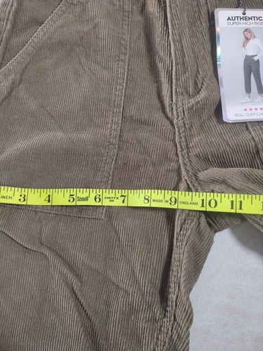 Pantaloni da falegname Simple Society donna taglia 3/26 in velluto a coste verde vita super alta - Foto 9 di 13