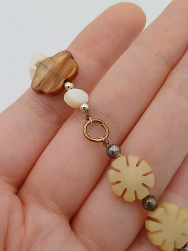 Collana Vintage Insolita Madreperla e Conchiglia Fiore Perline - Foto 12 di 14