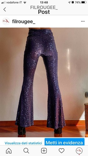 Pantaloni elasticizzati con paillettes da donna - Foto 3 di 3