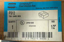 Crouse-Hinds FS-12 Condulet Cast Device Box, 1-Entry 1/2" Hub 2-Gang Outlet
