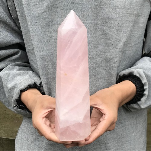 Piedra de obelisco de cristal de cuarzo rosa natural de 2,8 libras XA2252 - Imagen 2 de 15
