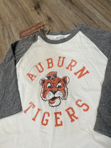 Retro Brand Mens Auburn Tigers 3/4 Long Sleeve Raglan Baseball T-Shirt Small - Picture 2 of 4