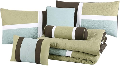 Chezmoi Collection 7-Piece Comforter Set Medallion Patchwork Quilted Bedding Set - Picture 6 of 36