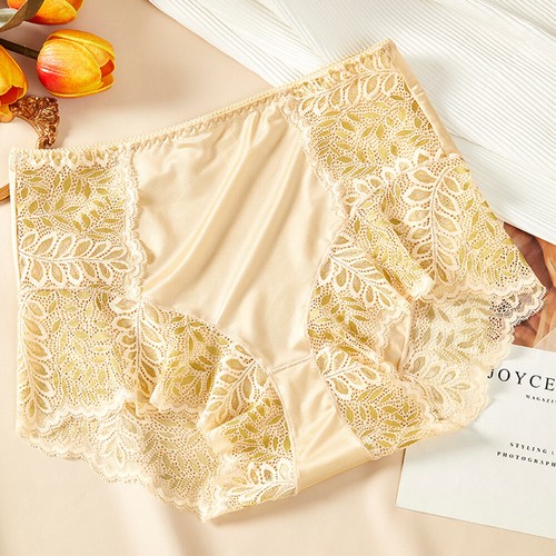 Womens Sexy Satin Lace High Waist Brief Panties Silky Underwear Lingerie M-2XL @ - Picture 21 of 28