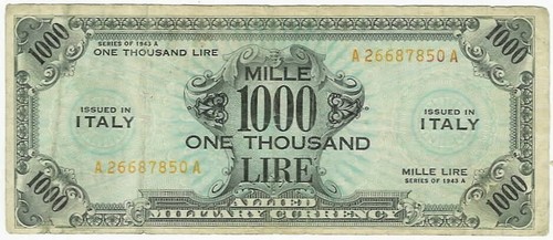 ITALY: Allied Military Currency 1943-A 1000 Lire, Pick M23a, B614a