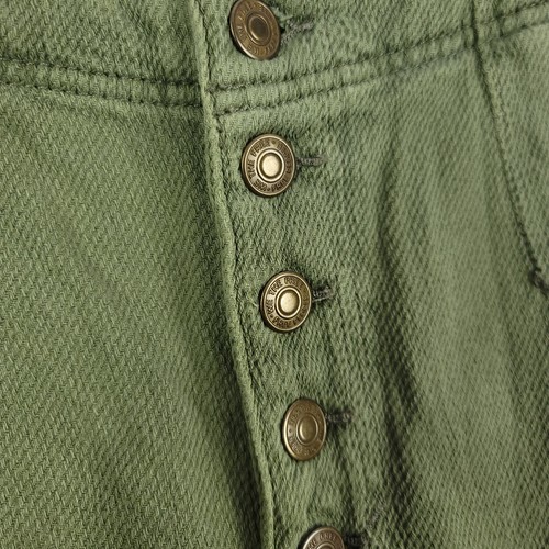Pantalones de mezclilla We The Free Osaka tiro medio barril para mujer 25 verde militar botón mosca recortados - Imagen 12 de 15