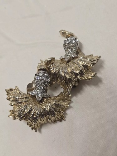 Very Rare Vintage Ledo God Tone with Clear Stones Leaf Earrings Circa 1960s#313 - Picture 7 of 7