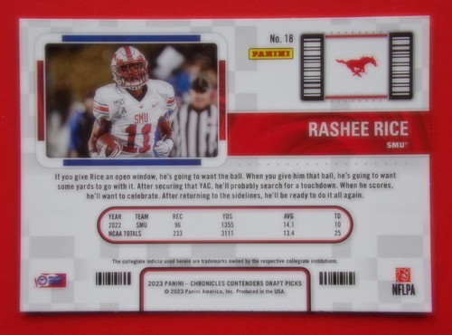 Rashee Rice RC Rookie Cards 2023 Chronicles Contenders Draft Picks Kansas City!! - Bild 5 von 5