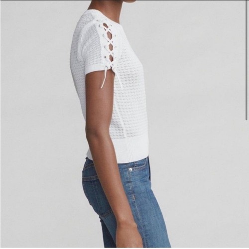 RAG & BONE Iona Lace-Up Sleeve Knit Sweater Top sz s - Picture 2 of 10