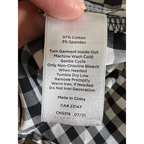 Camiseta túnica mediana Talbots Buffalo cuadros estrás botones negra blanca a cuadros - Imagen 8 de 8