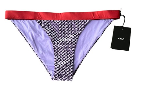 Onia Women's Textured Velvet Purple Bikini Bottom Size Medium Moderate Coverage