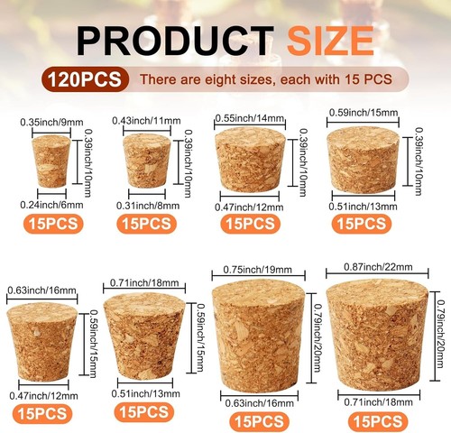 100 Stück konische Korkenstopfen Sortiment Weinkorken Weinstopfen Korken - Bild 2 von 6