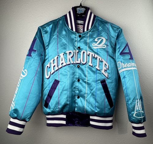Headgear Classics XS Charlotte Hornets Dreamville Satin Jacket Blue Snap - Picture 1 of 19