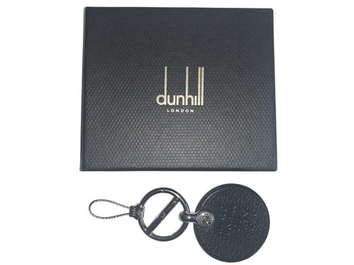 Dunhill Duke Round ID Tag Leather Key Fob Chrome Mens Brand New RRP £250 - Picture 5 of 5