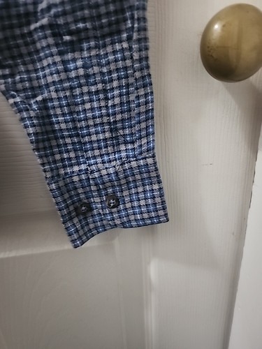 NEW Report Collection Mens Size S Blue Gray Plaid Soft Touch Flannel Shirt - Picture 5 of 6