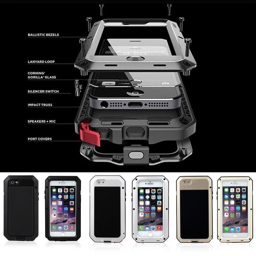 NEW iPhone 6S Plus Shockproof Aluminum Glass Metal Full Case Cover.