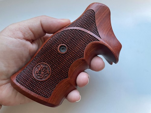 Premuim Checker, Hard wood Grips Decorate for S&W N FRAME ROUND BUTT Revolve#12 - 第 1/8 張圖片
