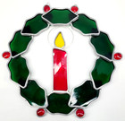 Stained Glass Christmas Wreath Window Sun Catcher