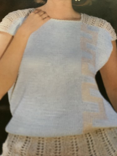 VINTAGE CREATIVE KNITTING PATTERN - TOP WITH LACE TRIMS AND WELT - Picture 2 of 5