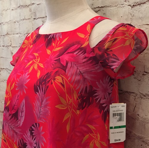 GB Girls Tropical Floral Cold Shoulder Shirt Blouse Flutter Sleeve Size L NEW - Picture 3 of 4