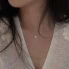 Woman Real S925 Sterling Silver Sparlking Cz Cute Pendant Choker Chain Necklace