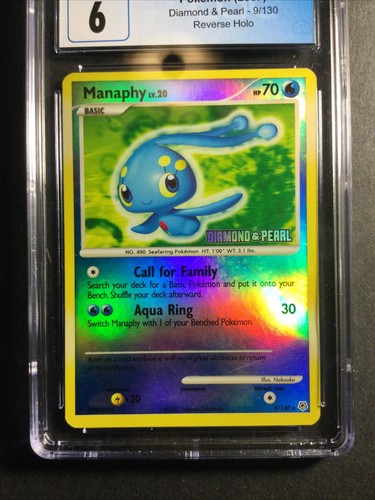 2007 Pokemon Diamond & Pearl Manaphy 9 /130 Reverse Holographic 6 EX/NM CGC - Picture 2 of 8