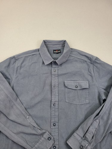 Camisa American Giant Para Hombre Extra Grande Gris Peso Pesado Abotonada Ropa de Trabajo - Imagen 3 de 9