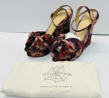 Charlotte Olympia Miranda Floral Platform Sandal Wedges shoes size 37 NEW #B5#