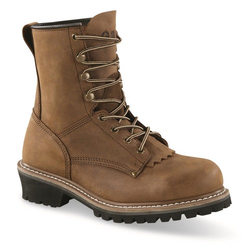 New Guide Gear Men's Sawtooth 2.0 Steel Toe Logger Boots Brown 8D Medium