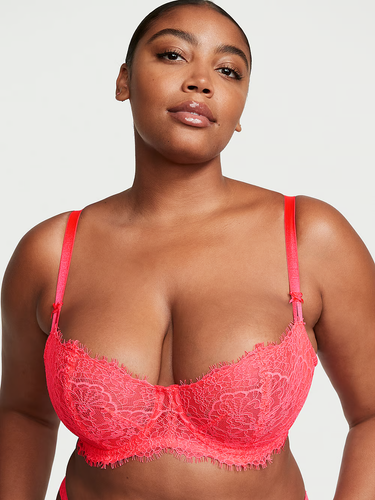 38DD NEON Coral WICKED Dream Angels UPLIFT PushUp wo pad Victorias Secret UW Bra - Picture 11 of 13