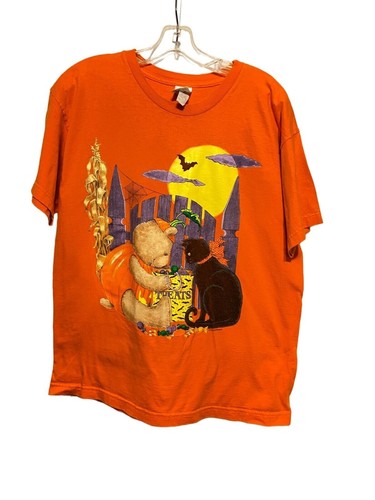 #5702 Womens Orange Halloween Pumpkin T-Shirt Size L - Picture 2 of 7