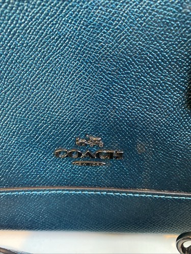 Coach Satchel Handbag Metallic Teal Preowned In Excellent Condition - Picture 2 of 16