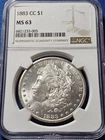 1883-CC Morgan Silver Dollar $1 - NGC MS63 - Carson City